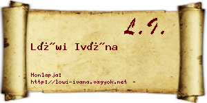 Löwi Ivána névjegykártya